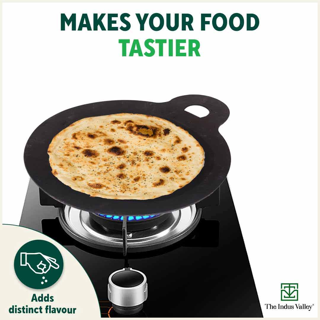 100% Pure Sheet Iron Tawa 30.5cm + Free ₹ 110 Spatula, Pre-seasoned, Toxin-free  1.8 / 1.4 kg - Image 9