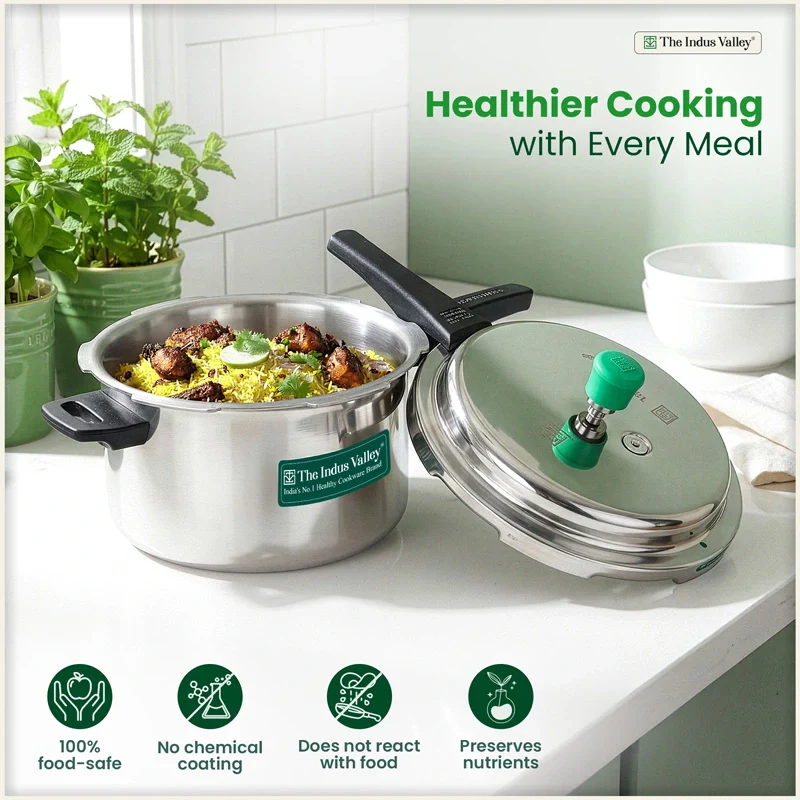 Premium Quality RapidCuk 3/5L Tri-Ply Stainless Steel Pressure Cooker for Kitchen, 100% Food-Safe, 3 Layer Thick Body, Heavy Bottom, 5 Yr Warranty, Induction & Gas - Image 3
