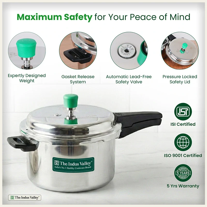 Premium Quality RapidCuk 3/5L Tri-Ply Stainless Steel Pressure Cooker for Kitchen, 100% Food-Safe, 3 Layer Thick Body, Heavy Bottom, 5 Yr Warranty, Induction & Gas - Image 5