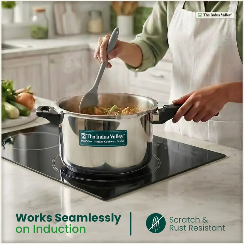 Premium Quality RapidCuk 3/5L Tri-Ply Stainless Steel Pressure Cooker for Kitchen, 100% Food-Safe, 3 Layer Thick Body, Heavy Bottom, 5 Yr Warranty, Induction & Gas - Image 9