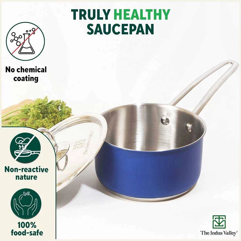 Tri-Steel Premium Stainless Steel Saucepan/ Milk/ Tea Pan, Tri-ply (3 Layer) Induction Bottom, Steel Lid - Image 3