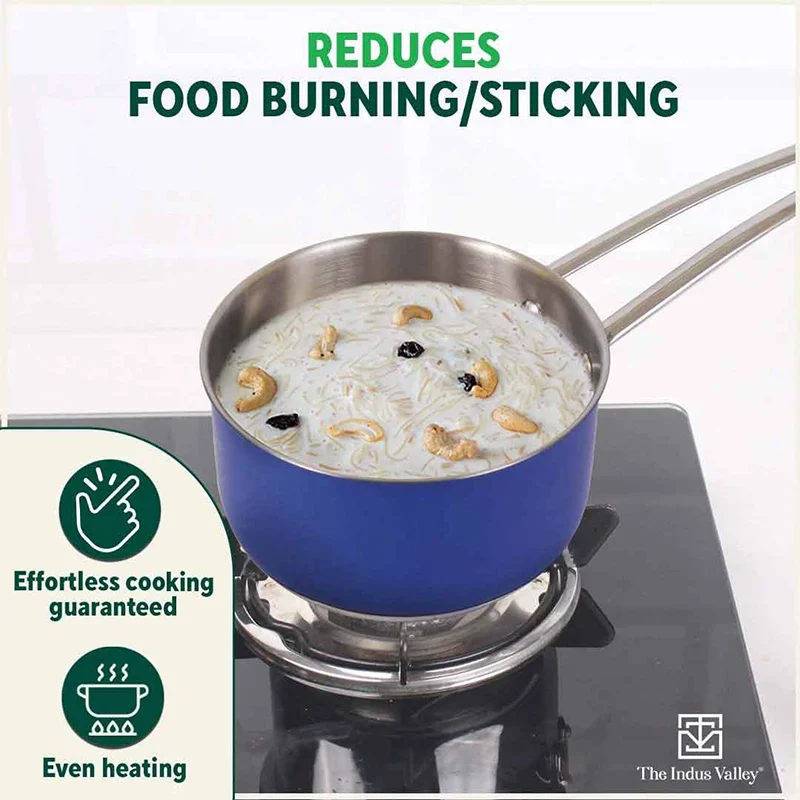 Tri-Steel Premium Stainless Steel Saucepan/ Milk/ Tea Pan, Tri-ply (3 Layer) Induction Bottom, Steel Lid - Image 7