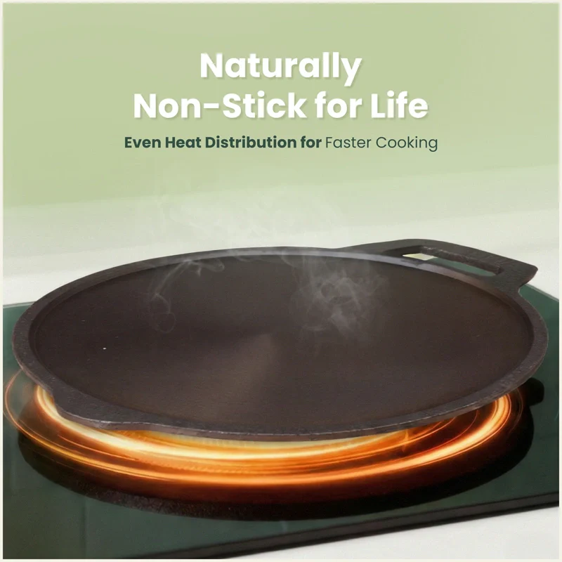 Super Smooth Cast Iron Tawa 28/30.5cm Pre-seasoned, Naturally Nonstick, 100% Pure, Toxin-free, Induction 2.8/2.9kg - Image 4