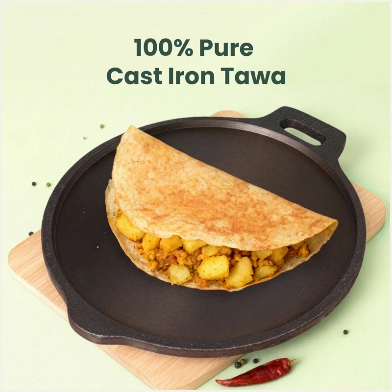 Super Smooth Cast Iron Tawa 28/30.5cm Pre-seasoned, Naturally Nonstick, 100% Pure, Toxin-free, Induction 2.8/2.9kg - Image 5