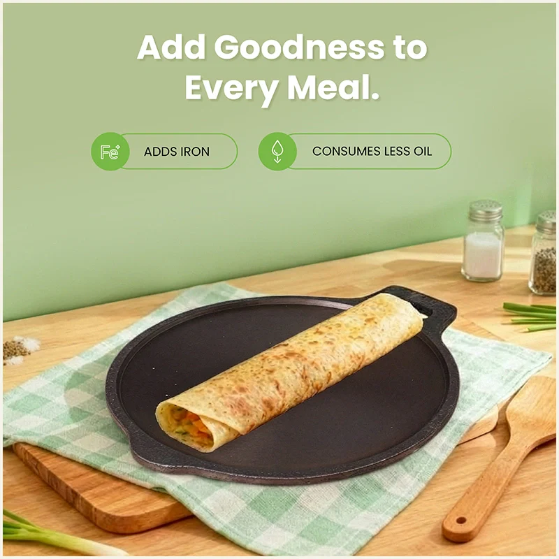 Super Smooth Cast Iron Tawa 28/30.5cm Pre-seasoned, Naturally Nonstick, 100% Pure, Toxin-free, Induction 2.8/2.9kg - Image 6