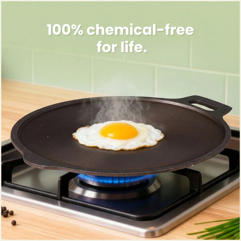 Super Smooth Cast Iron Tawa 28/30.5cm Pre-seasoned, Naturally Nonstick, 100% Pure, Toxin-free, Induction 2.8/2.9kg - Image 9