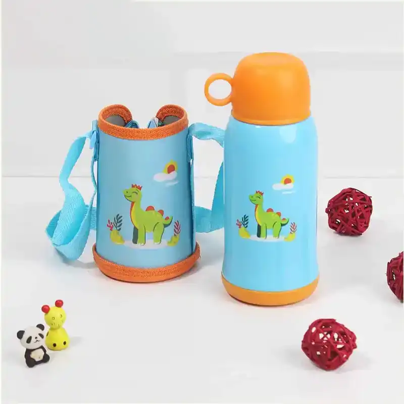 Premium Stainless Steel Vacuum Insulated School Kid Water Bottle 450ml, Silicone Sippy & Bag,Leakproof Lid - Image 2