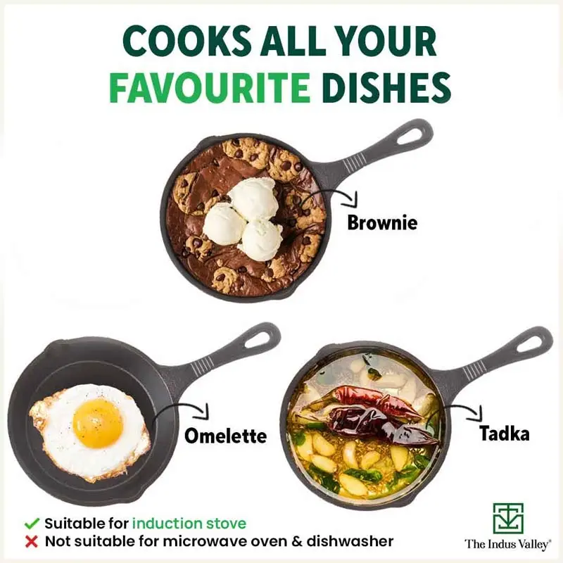 CASTrong Cast Iron Fry Pan 15.2cm, 0.4L, Pre-seasoned, Naturally Nonstick, 100% Pure, Toxin-free, Induction - Image 11