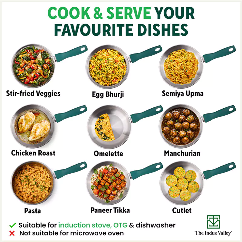 Tri-Steel Stainless Steel Frying Pan/Skillet 1.2/1.5L, Premium Quality, Tri-ply (3 Layer) Bottom, Soft-touch Handle, 100% Toxin-free, Non-stick, Induction & Gas - Image 10