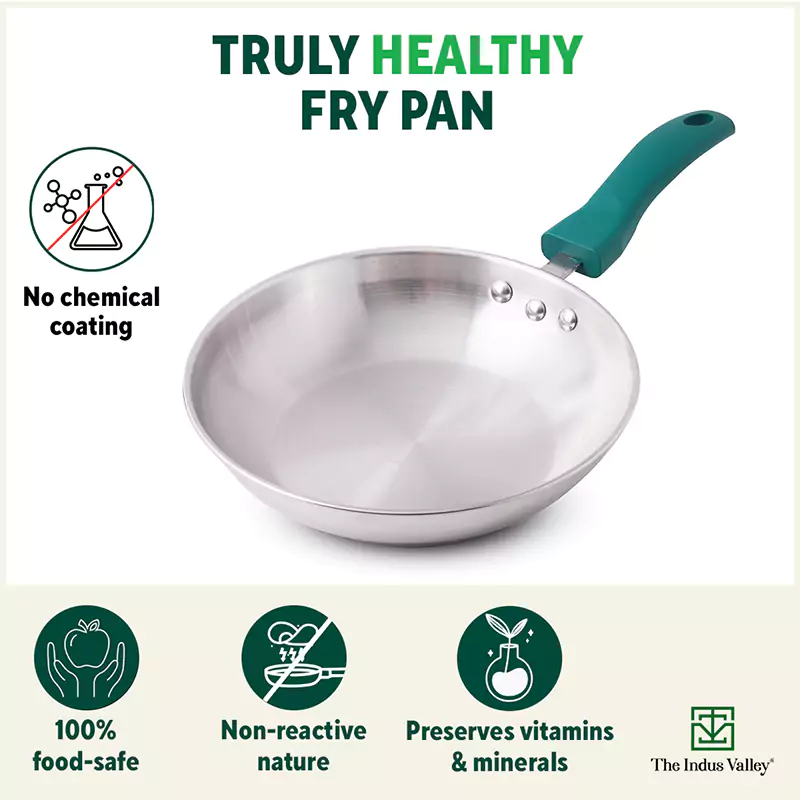 Tri-Steel Stainless Steel Frying Pan/Skillet 1.2/1.5L, Premium Quality, Tri-ply (3 Layer) Bottom, Soft-touch Handle, 100% Toxin-free, Non-stick, Induction & Gas - Image 6
