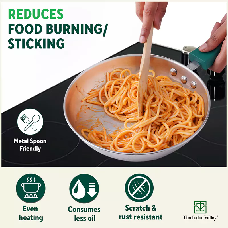 Tri-Steel Stainless Steel Frying Pan/Skillet 1.2/1.5L, Premium Quality, Tri-ply (3 Layer) Bottom, Soft-touch Handle, 100% Toxin-free, Non-stick, Induction & Gas - Image 7