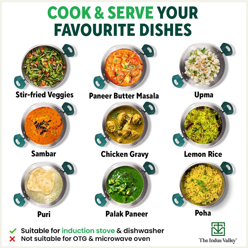 Tri-Steel Stainless Steel Kadai+ Lid 1.6/2.1/3.4/4.5 L, Premium Quality, Tri-ply (3 Layer) Bottom, Cool-touch Handles, 100% Toxin-free, Non-stick, Induction & Gas - Image 10