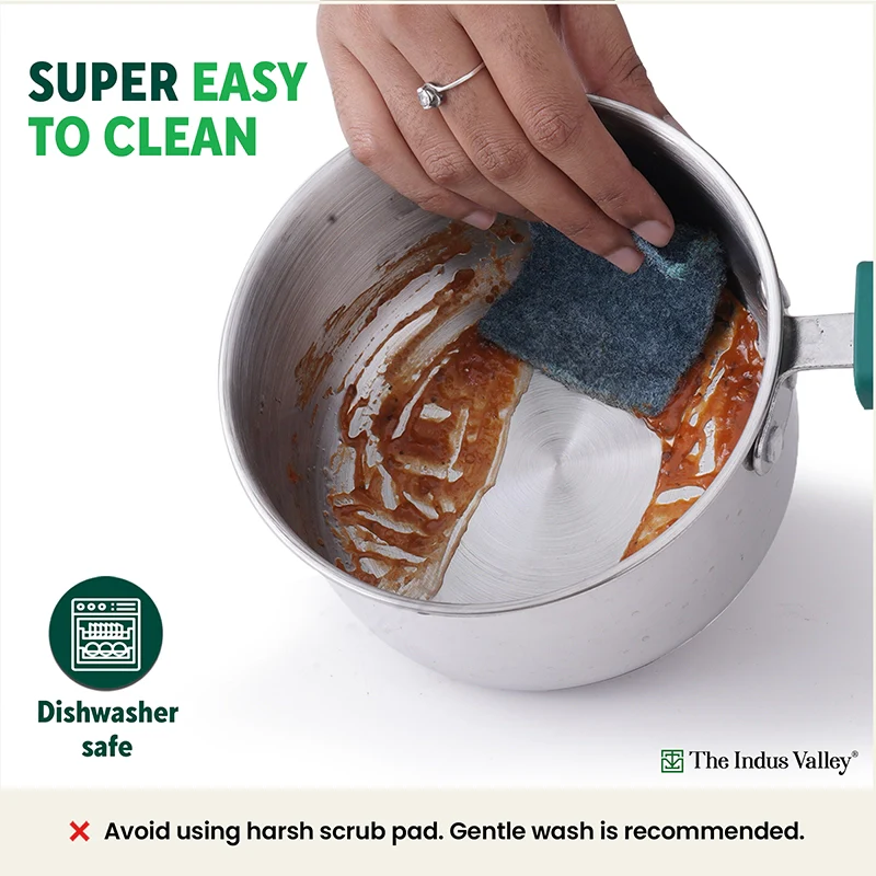 Tri-Steel Stainless Steel Tea/Milk Pan+ Lid 1/1.4 L, Premium Quality, Tri-ply (3 Layer) Bottom, Soft-touch Handle, 100% Toxin-free, Non-stick, Induction & Gas - Image 8