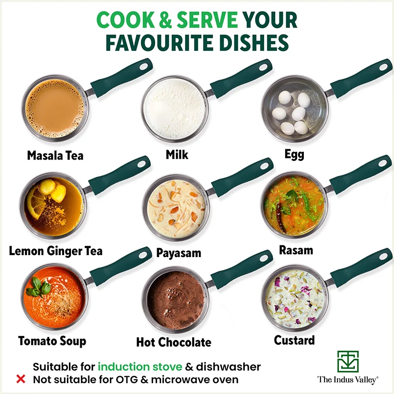 Tri-Steel Stainless Steel Tea/Milk Pan+ Lid 1/1.4 L, Premium Quality, Tri-ply (3 Layer) Bottom, Soft-touch Handle, 100% Toxin-free, Non-stick, Induction & Gas - Image 9