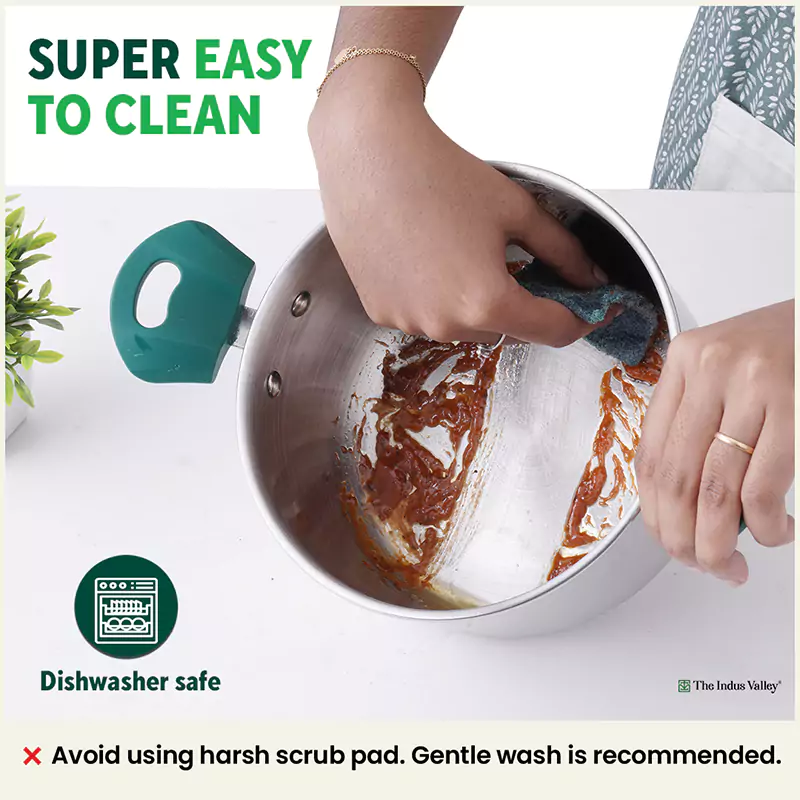 Tri-Steel Stainless Steel Biryani Pot+ Lid 1.5/2.3L, Premium Quality, Tri-ply (3 Layer) Bottom, Soft-touch Handles, 100% Toxin-free, Non-stick, Induction & Gas - Image 8