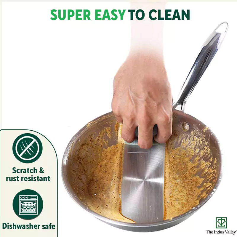 TurboCuk Tri-ply Stainless Steel Fry Pan 1.5/1.7/1.9L, Premium Quality, 3 Layer Thick Body, 100% Toxin-free, Non-stick, Induction & Gas, Free 110 Spatula, 22/24/26 cm - Image 10