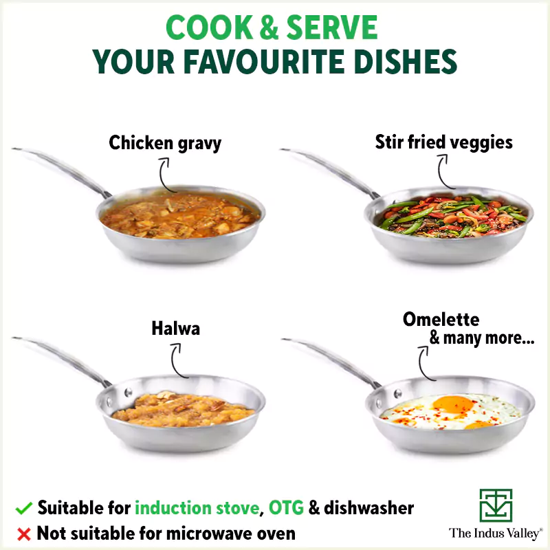 TurboCuk Tri-ply Stainless Steel Fry Pan 1.5/1.7/1.9L, Premium Quality, 3 Layer Thick Body, 100% Toxin-free, Non-stick, Induction & Gas, Free 110 Spatula, 22/24/26 cm - Image 12