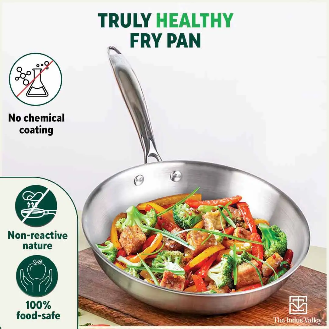 TurboCuk Tri-ply Stainless Steel Fry Pan 1.5/1.7/1.9L, Premium Quality, 3 Layer Thick Body, 100% Toxin-free, Non-stick, Induction & Gas, Free 110 Spatula, 22/24/26 cm - Image 4