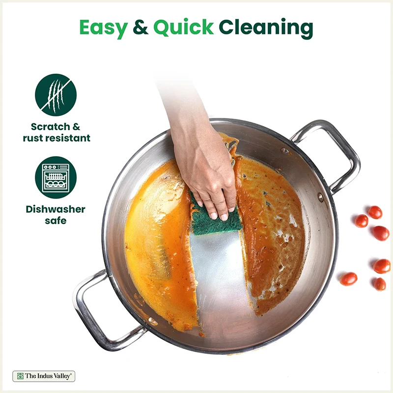 TurboCuk Tri-ply Stainless Steel Kadai 1.7/2.7/3.5L, Premium Quality, 3 Layer Thick Body, 100% Toxin-free, Non-stick, Induction & Gas, Free ₹ 110 Spatula - Image 6