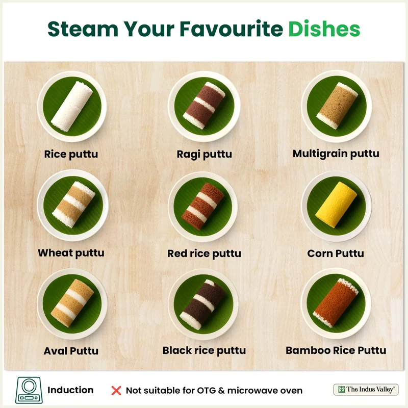 Stainless Steel Puttu Maker 1.2L , Premium Quality, 100% Toxin-free, Non-stick, Bakelite Handle, Induction & Gas - Image 9