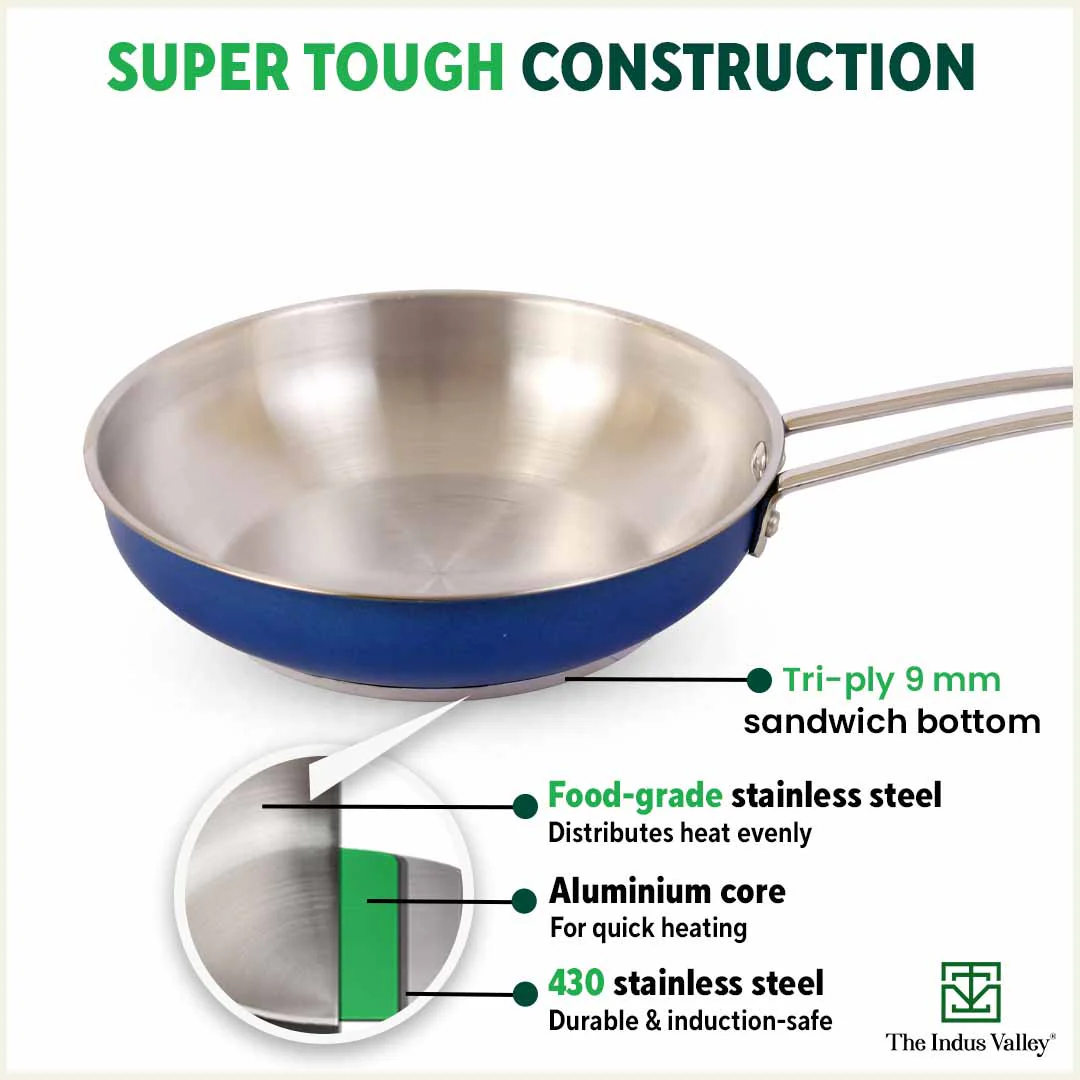 Tri-Steel Premium Stainless Steel Fry Pan 1.5L, Tri-ply (3 Layer) Induction Bottom - Image 4