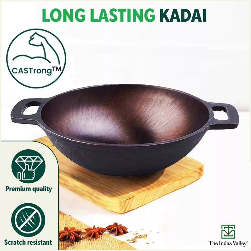 Super Smooth Cast Iron Kadai 1/1.3L (Wok Model), Pre-seasoned, Naturally Nonstick, 100% Pure, Toxin-free - Image 10