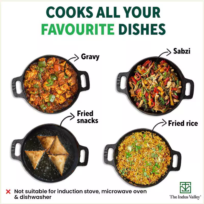 Super Smooth Cast Iron Kadai 1/1.3L (Wok Model), Pre-seasoned, Naturally Nonstick, 100% Pure, Toxin-free - Image 11