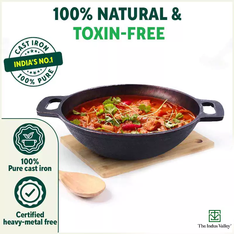 Super Smooth Cast Iron Kadai 1/1.3L (Wok Model), Pre-seasoned, Naturally Nonstick, 100% Pure, Toxin-free - Image 5