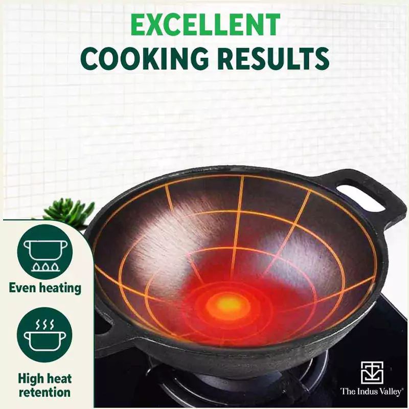 Super Smooth Cast Iron Kadai 1/1.3L (Wok Model), Pre-seasoned, Naturally Nonstick, 100% Pure, Toxin-free - Image 7