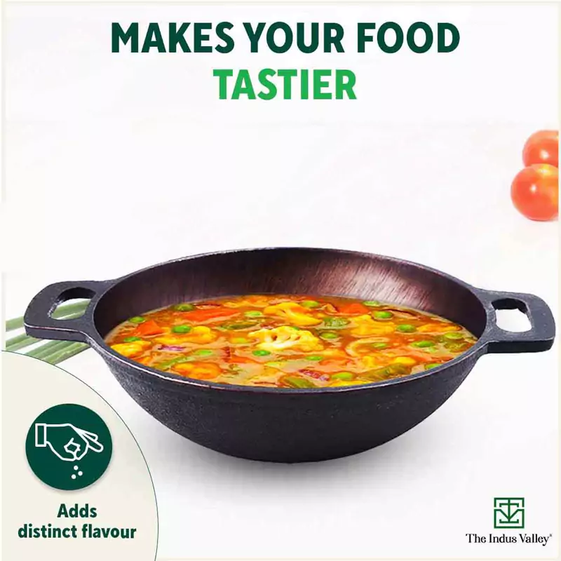 Super Smooth Cast Iron Kadai 1/1.3L (Wok Model), Pre-seasoned, Naturally Nonstick, 100% Pure, Toxin-free - Image 9