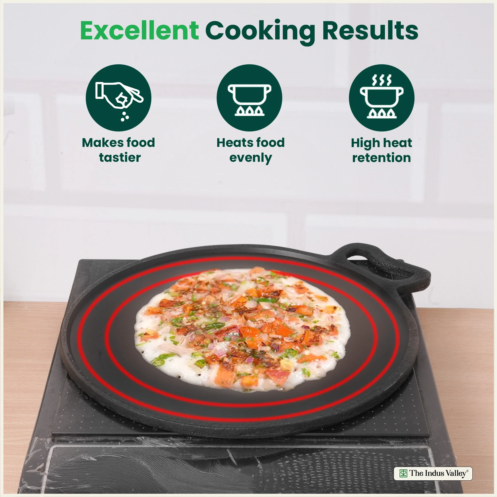 Super Smooth Cast Iron Tawa 27.9cm, Pre-seasoned, 100% Pure, Toxin-free, Induction 2.7 kg - Image 5