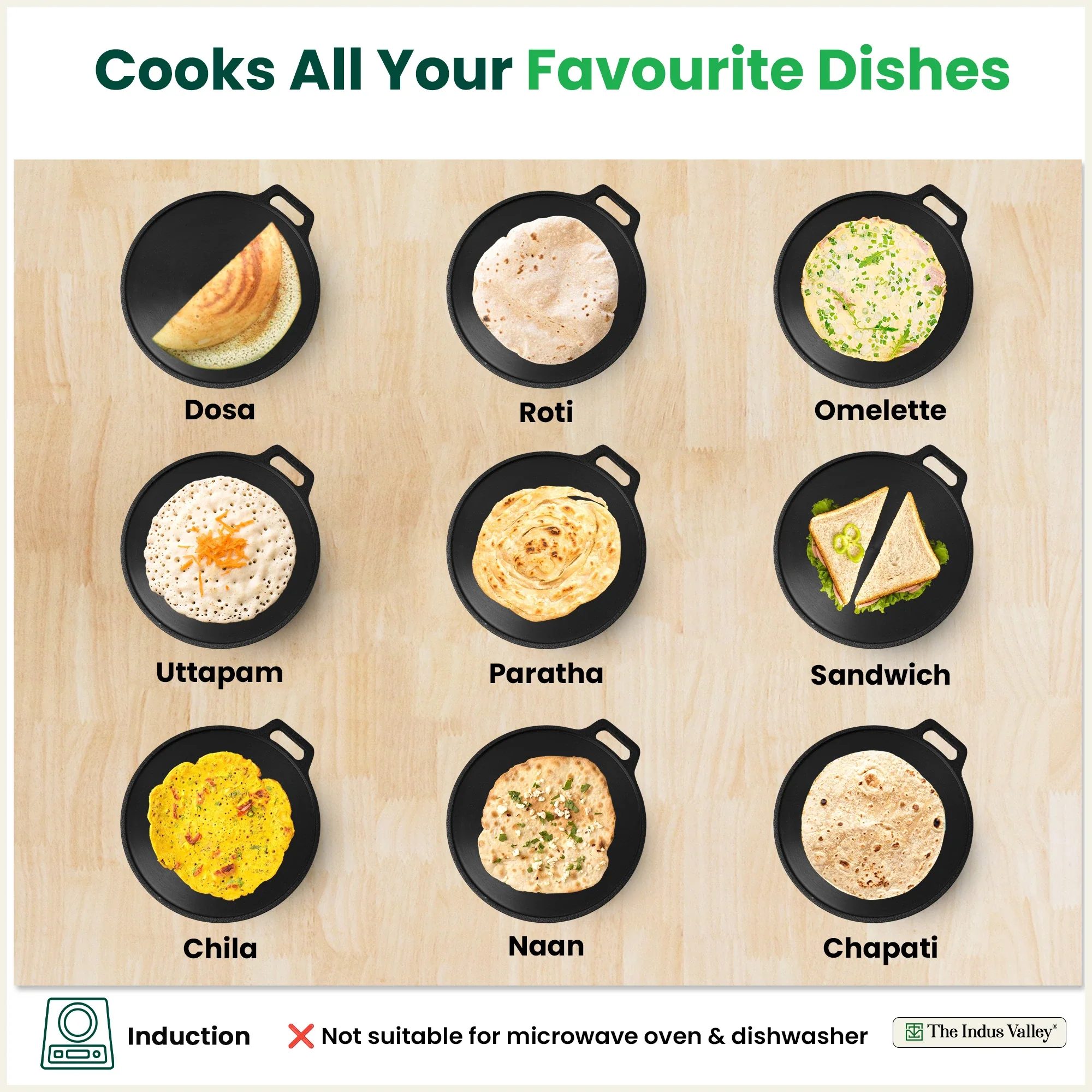 Super Smooth Cast Iron Tawa 26.7/30.2cm, Pre-seasoned, Naturally Nonstick, 100% Pure, Toxin-free, Gas & Induction, Free 110 Spatula - Image 8