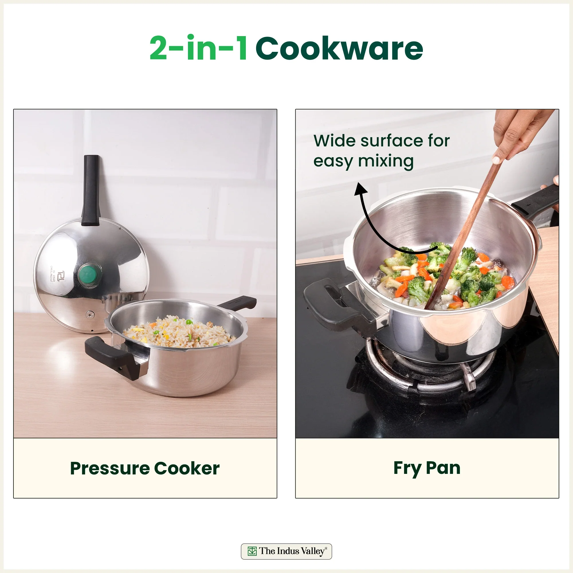 Tri-ply Stainless Steel Pressure Pan 3.5/5L, Premium Quality, 3 Layer Thick Body, Heavy Bottom, 100% Food-safe, ISI Certified, Induction & Gas - Image 3