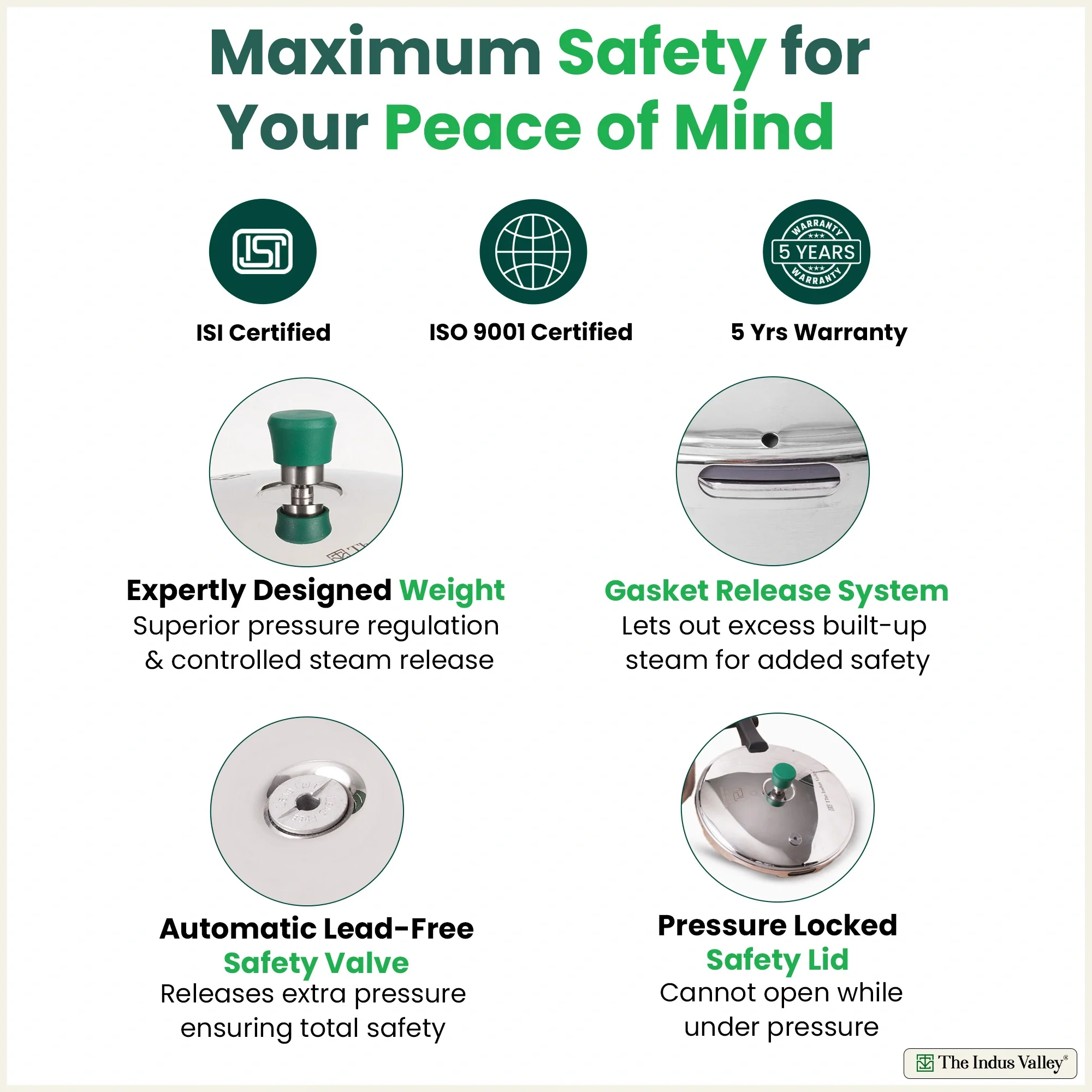 Tri-ply Stainless Steel Pressure Pan 3.5/5L, Premium Quality, 3 Layer Thick Body, Heavy Bottom, 100% Food-safe, ISI Certified, Induction & Gas - Image 6