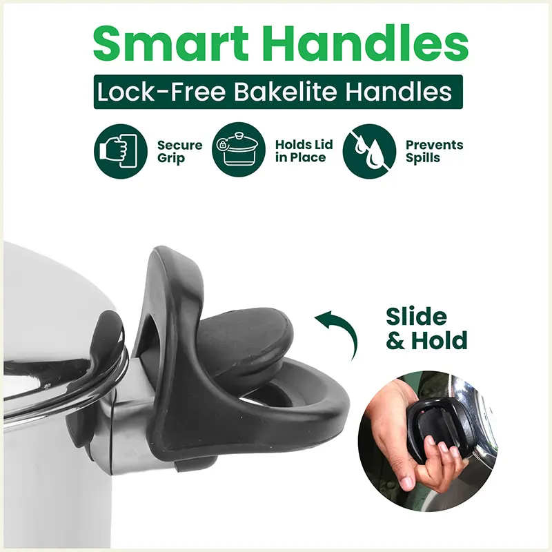 Premium Stainless Steel Rice Pot with Strainer Lid & Lock free Bakelite Handles 2.5/3.5L, Tri-ply 3-Layer Heavy Bottom | Noodle/Pasta/Corn/Soya/Veggies Boiler Pot, Steamer Cooker, Induction & Gas - Image 5