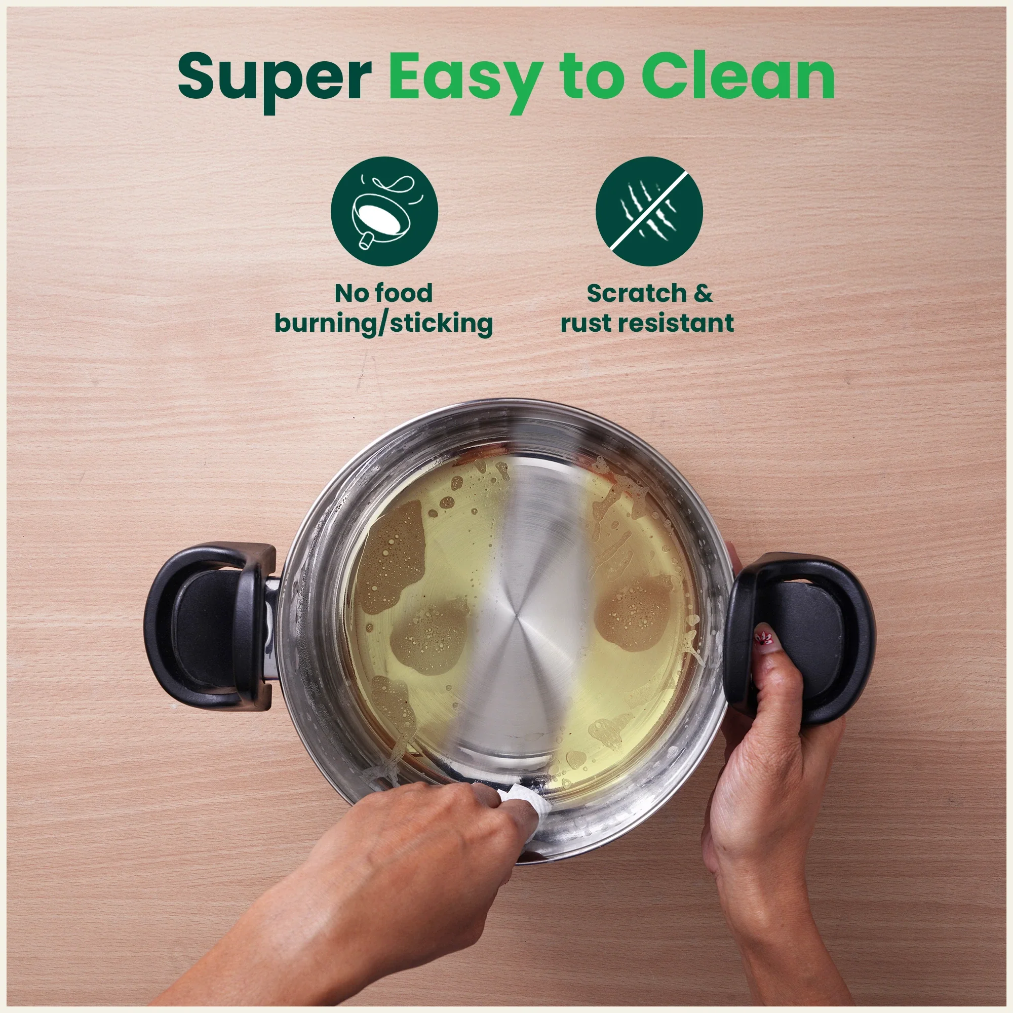 Premium Stainless Steel Rice Pot with Strainer Lid & Lock free Bakelite Handles 2.5/3.5L, Tri-ply 3-Layer Heavy Bottom | Noodle/Pasta/Corn/Soya/Veggies Boiler Pot, Steamer Cooker, Induction & Gas - Image 8