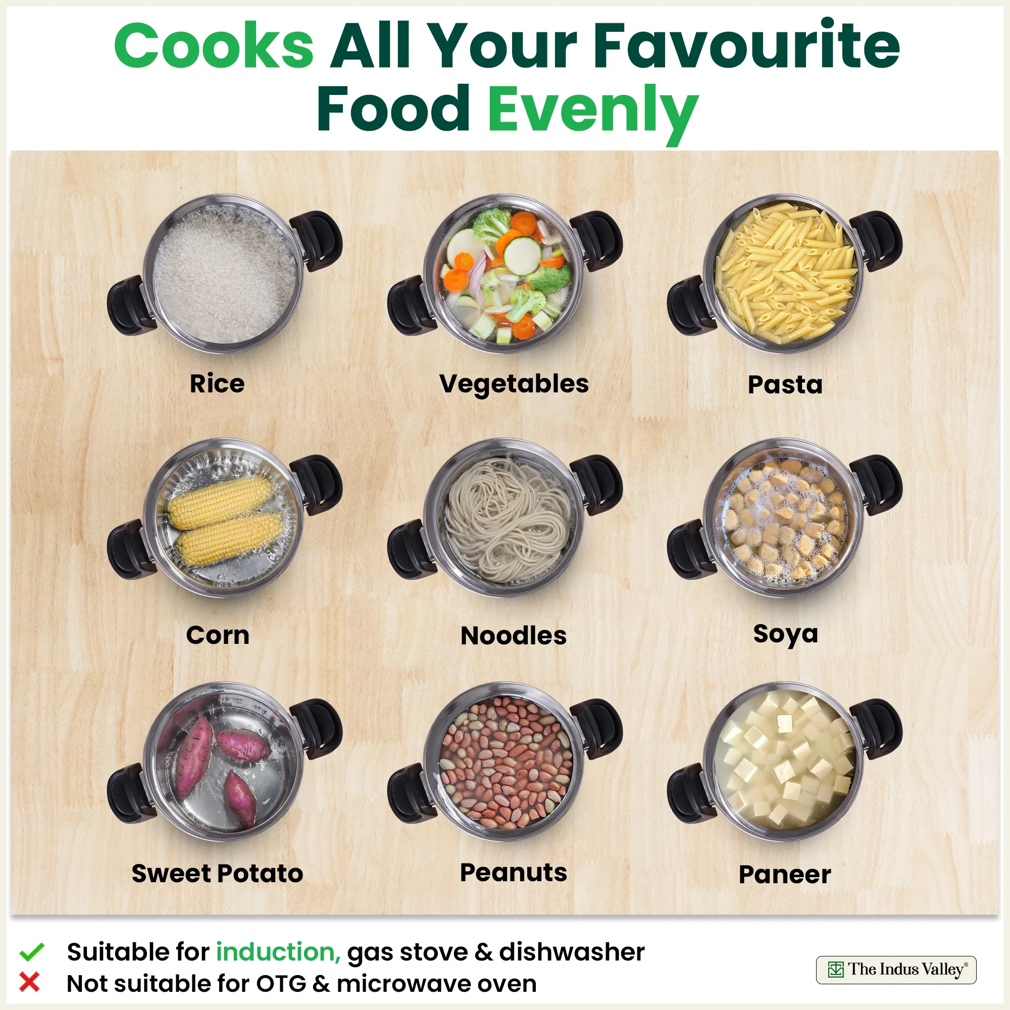 Premium Stainless Steel Rice Pot with Strainer Lid & Lock free Bakelite Handles 2.5/3.5L, Tri-ply 3-Layer Heavy Bottom | Noodle/Pasta/Corn/Soya/Veggies Boiler Pot, Steamer Cooker, Induction & Gas - Image 9