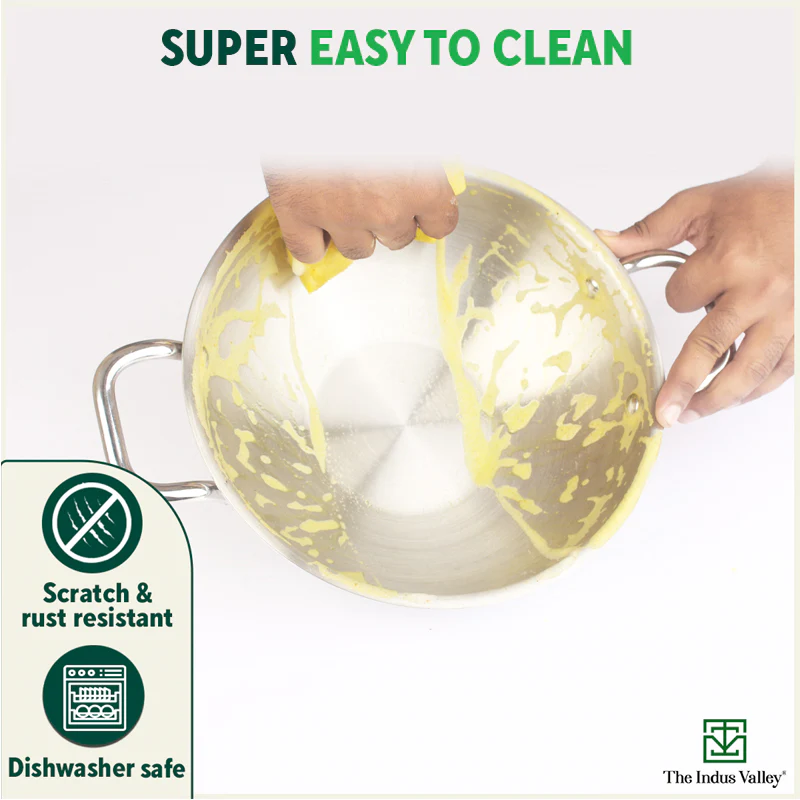 TurboCuk Tri-ply Stainless Steel Kadai 1.7/2.7/4L, Premium 3 Layer Body, Induction, Non-stick - Image 10