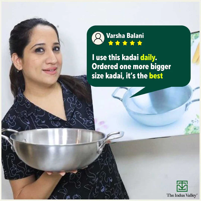 TurboCuk Tri-ply Stainless Steel Kadai 1.7/2.7/4L, Premium 3 Layer Body, Induction, Non-stick - Image 13