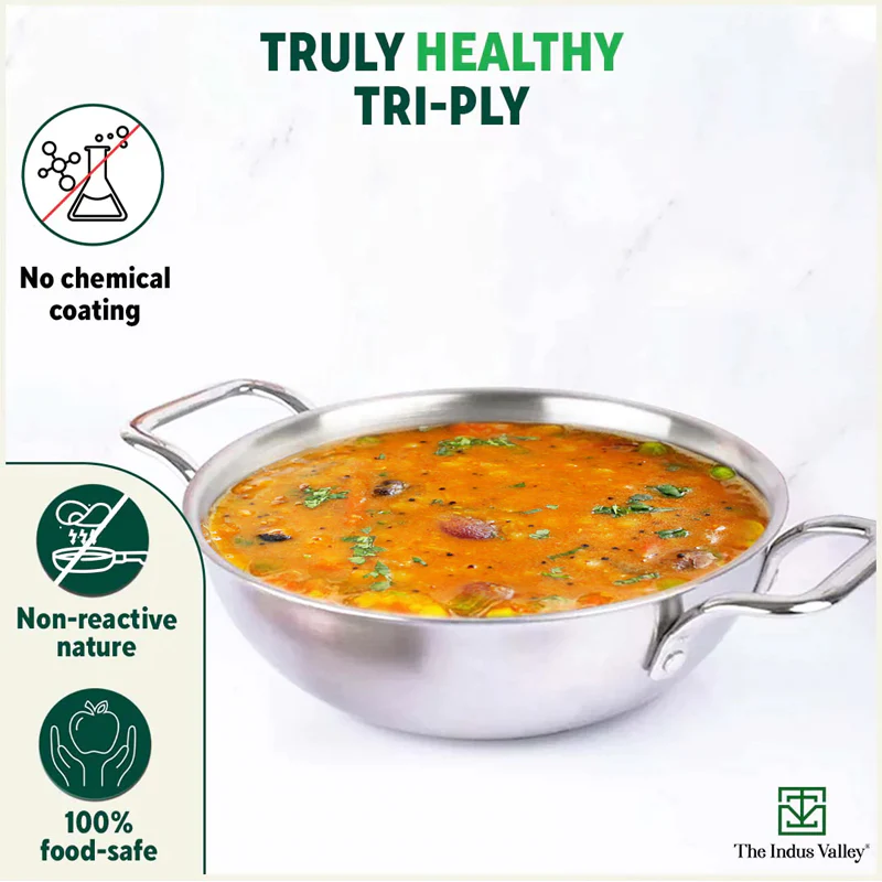 TurboCuk Tri-ply Stainless Steel Kadai 1.7/2.7/4L, Premium 3 Layer Body, Induction, Non-stick - Image 4