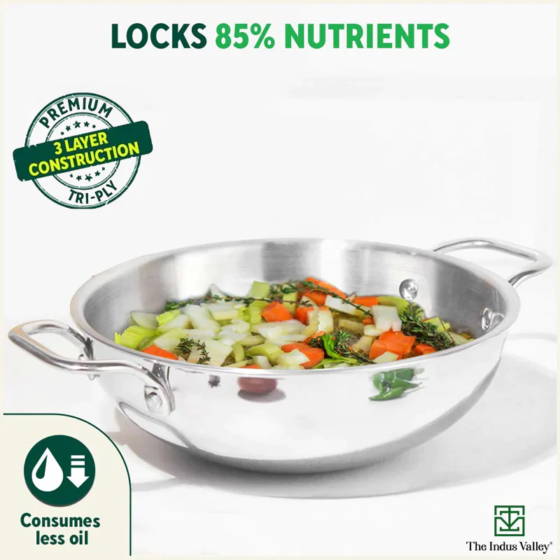 TurboCuk Tri-ply Stainless Steel Kadai 1.7/2.7/4L, Premium 3 Layer Body, Induction, Non-stick - Image 7