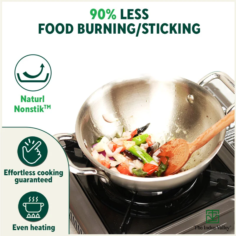 TurboCuk Tri-ply Stainless Steel Kadai 1.7/2.7/4L, Premium 3 Layer Body, Induction, Non-stick - Image 9