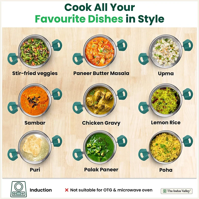 TurboCuk Tri-ply Stainless Steel Kadai/Kadhai 3/3.5/3.9 L | Premium 3 Layer Body | Cool-touch Handles | Induction friendly Cookware | Non-stick For Kitchen Uses - Image 10