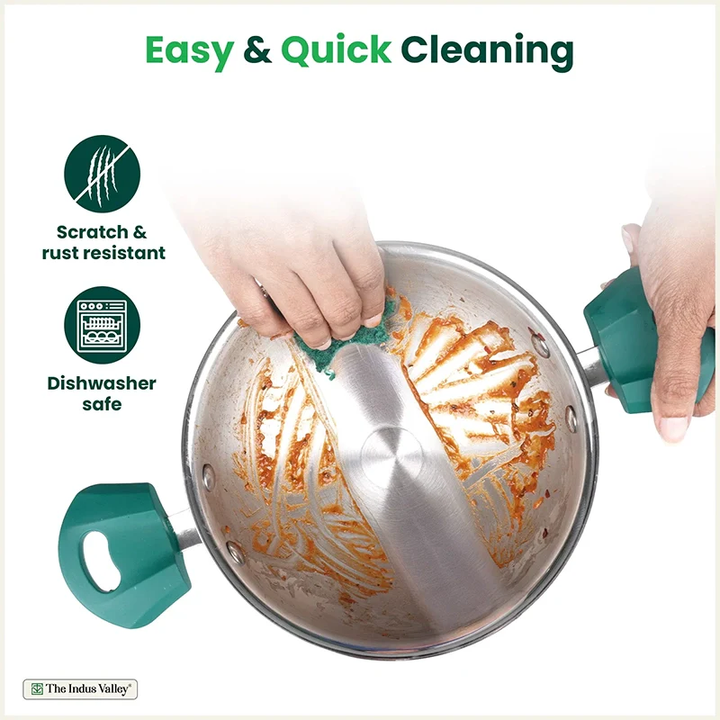 TurboCuk Tri-ply Stainless Steel Kadai/Kadhai 3/3.5/3.9 L | Premium 3 Layer Body | Cool-touch Handles | Induction friendly Cookware | Non-stick For Kitchen Uses - Image 7