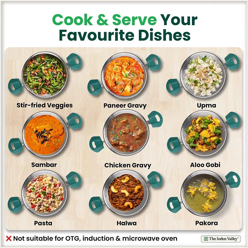 TurboCuk Tri-ply Stainless Steel Wok Kadai 1.3/3L, Premium Quality, 3 Layer Thick Body, 100% Toxin-free, Non-stick, 18/20/22/24/26 cm - Image 9