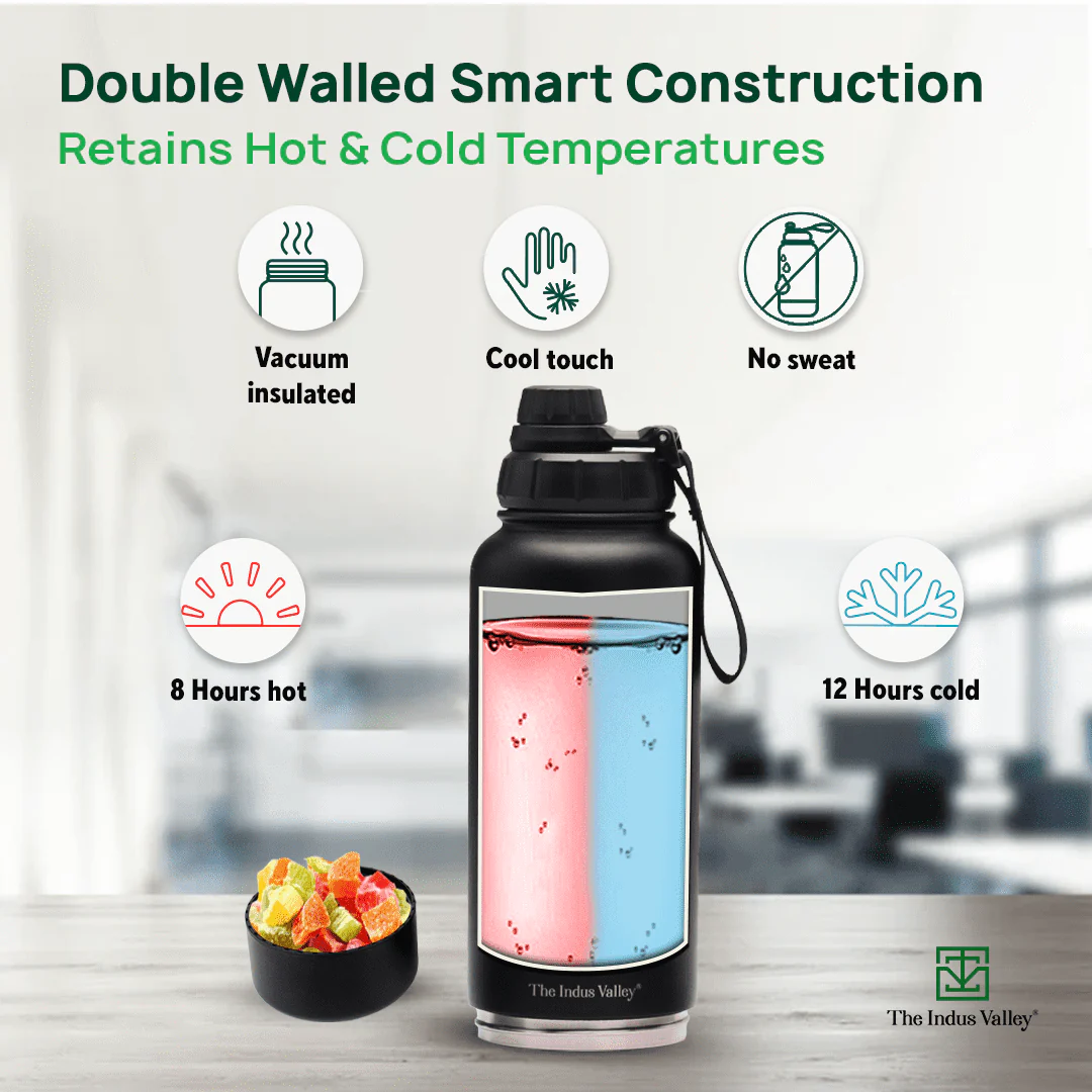 Premium Stainless Steel Vacuum Insulated Water Bottle 900 ml Flask, Storage Container, Hot & Cold - Image 6